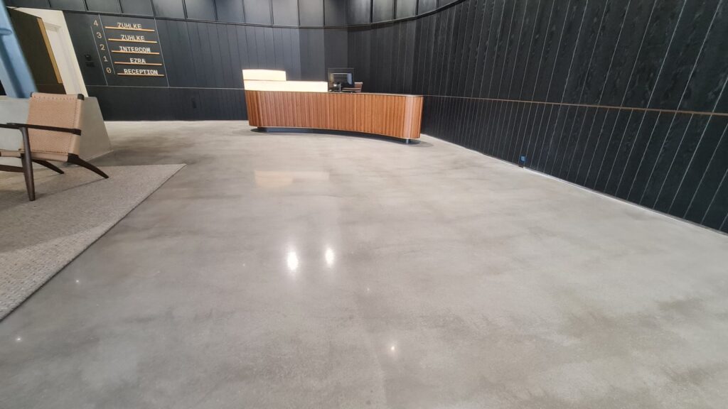 Polished Concrete Floor in Commercial Building Reception in Central London