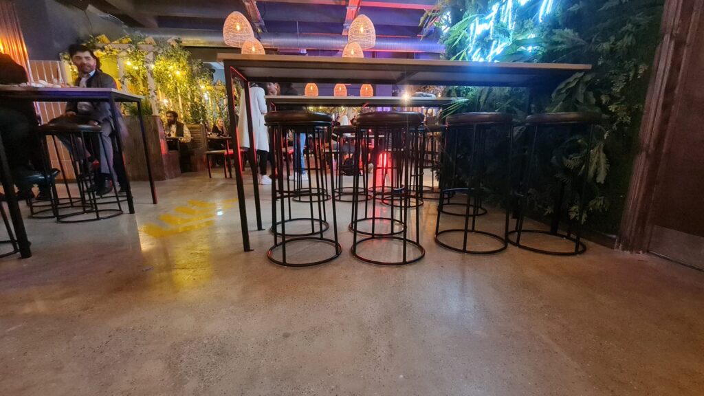 Exposed Aggregate Polished Floor with Satin/Matt finish in Market Place Food Hall in Harrow